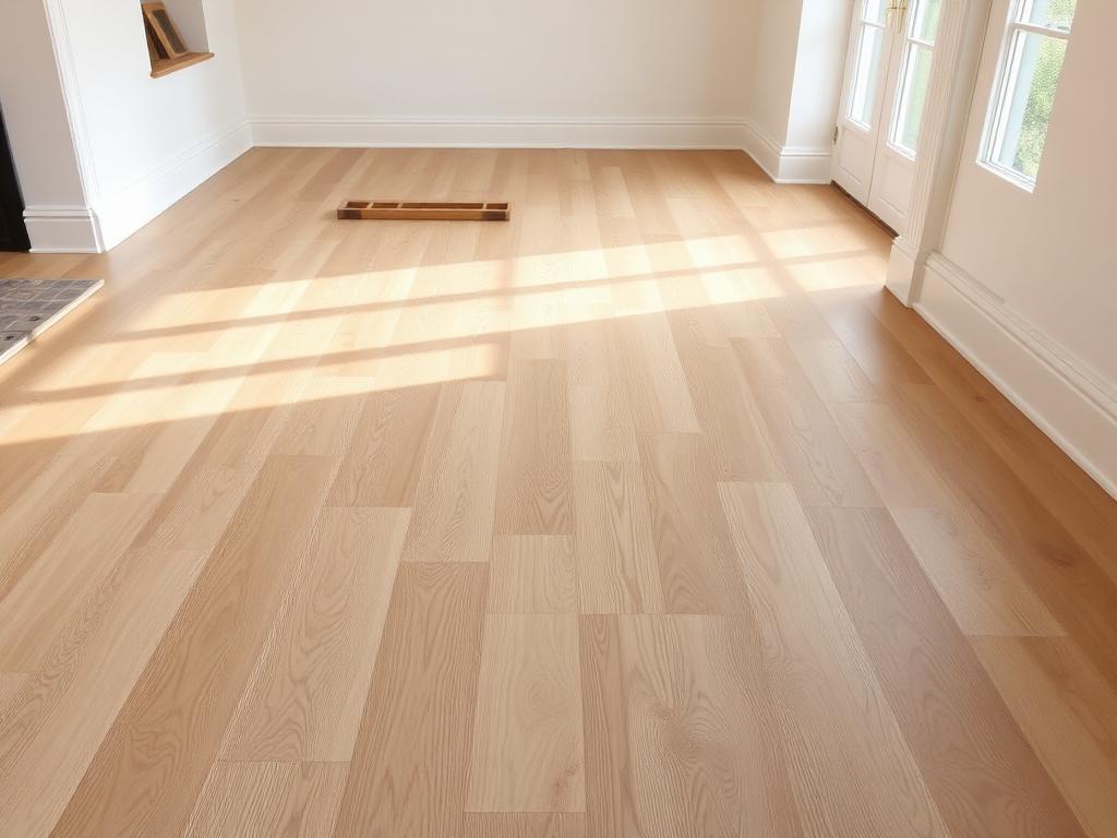 Engineered oak flooring fitted in a bright modern living room