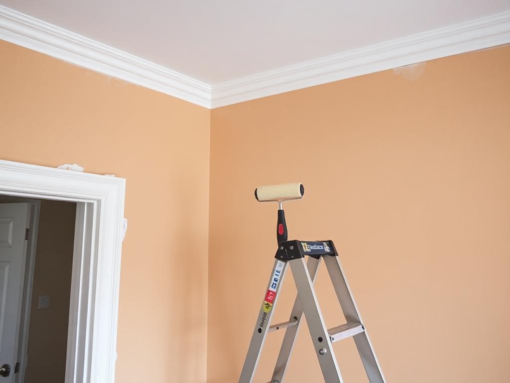 Freshly painted interior walls and cornicing in a UK period home