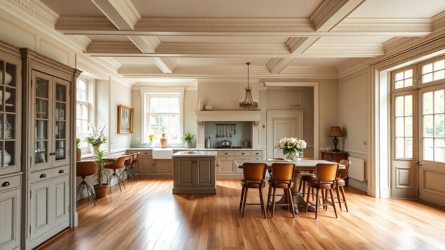 Refurbished UK period property interior with restored cornicing and contemporary finish